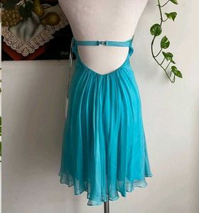 Aqua Embellished Halter Dress