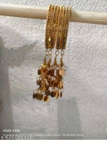 Golden Bangles with Jhumka Charms