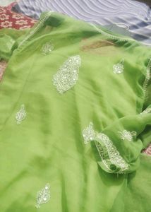 Green Mirror Work Kurti