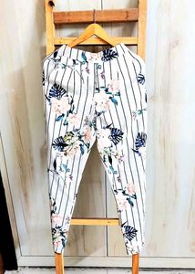 Floral Striped Pants Waist Size-27-28
