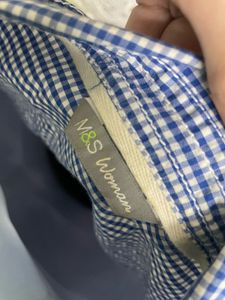 M&amp;S Women&#39;s Blue and White Blouse