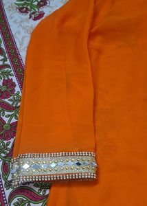 Orange Floral Palazzo Co-Ord Set For Women