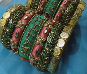 Name Customized Bangles With Lakshmi Coins