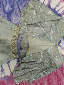 Gray Embellished Skirt &amp; Top Set