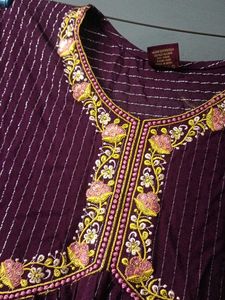 Elegant Purple Striped Kurta