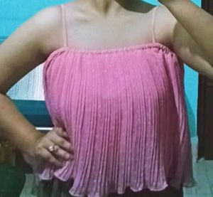 AND Pink Pleated Cami Top