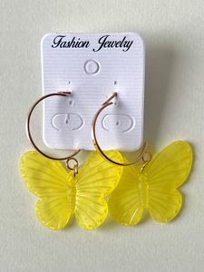 Yellow Butterfly Hoop Earring