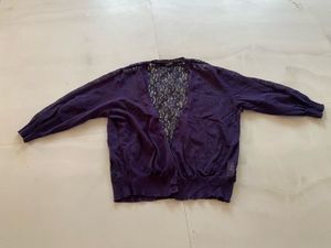 Purple Lace Back Cardigan