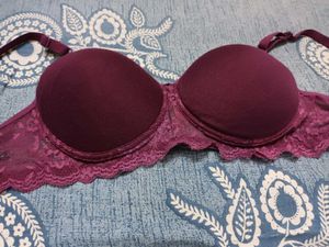 Lace Non- Padded Bra With Floral Applique