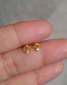Gold Circle Stud Earrings