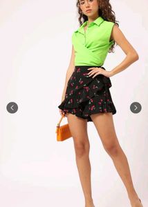 Dressberry solid shirt collar sleeveless wrap top