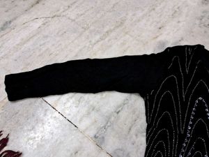 Black  Woolen Top With Sequence Work 💞