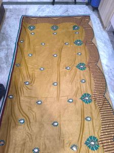 Elegant Gold gliter Saree with stones