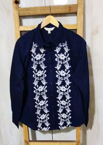 Elegant Embroidered Cotton Shirt size-40