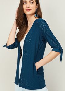 Blue Embroidered Shrug