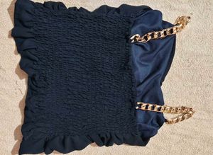 Chic navy blue Chain crop Top