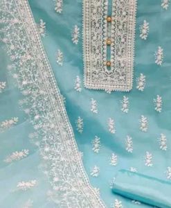 Elegant Blue Embroidered Suit