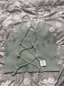 Backless Green Top