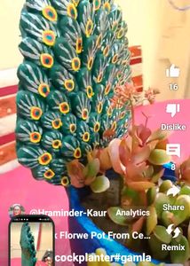 Hand Made Peacock Planter Pot