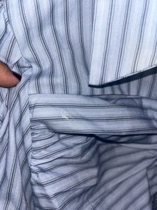 Blue Striped Shirt With Ruffles
