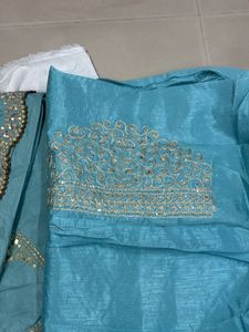 Teal saree Material