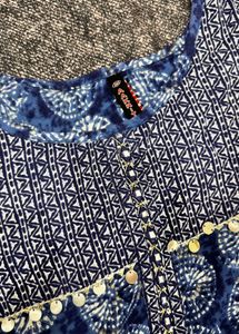 Ethnic Block Print Blue Suit