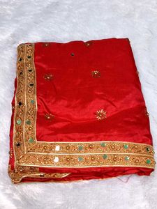 Mirror Work beautiful Red ❤️Saree