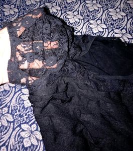 Black Top With Mesh Sleeves
