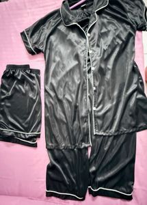 Silky Black Pajama Set