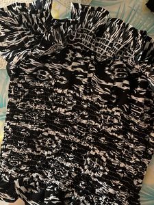 Ruffled Black &amp; White Crop Top