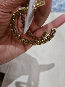 Golden Mirror Work Partywear Earrings