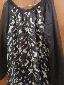 Black Print Chiffon Top