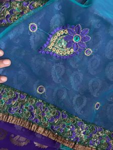 Net Half Embroidered Saree