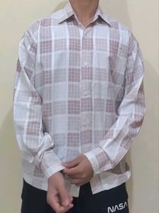 checked pattern men off white shirts
