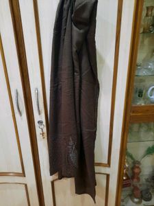 Elegant Brown Embellished Scarf