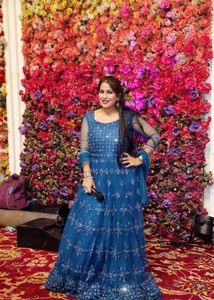 Teal Embroidered Indian Anarkali Dress