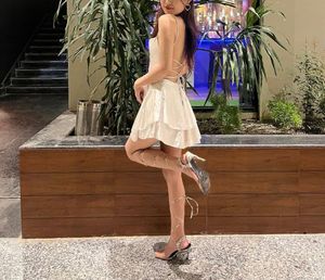 Champagne Satin Playsuit Dress