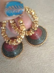 Unique Gold & Red Paper Earrings