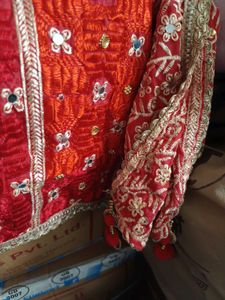Women Embellished Bridal Bandhani Phulkari Dupatta