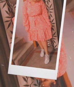 Selvia Women Fit And Flare Orange Dress