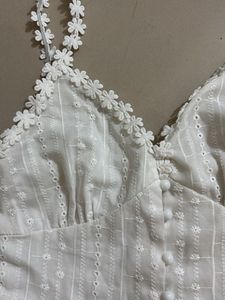 Floral Embroidered White Crop Top