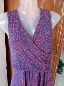 Blue &amp; Red Polka Dot Dress