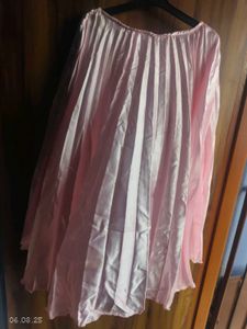 Pink Pleated Midi Skirt
