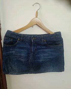 Jam Basic Dark Wash Denim Mini Skirt