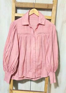 Peach Designer Cotton Shirt Size-42