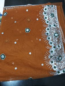 Embroidered Net Saree