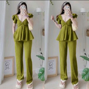 Bangkok Imported Co-ord Set In Olive
