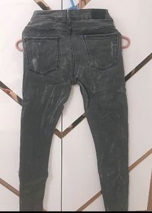 Waist 26-28 Grey Distressed Jeans
