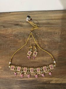 Pink Stone Choker & Earring Set