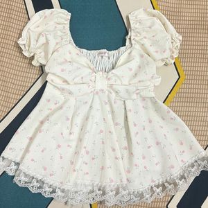 Floral Lace Trim Top